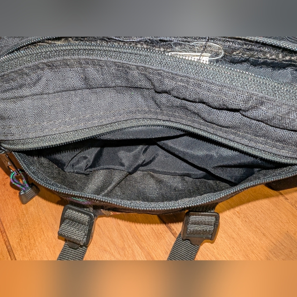 Vintage 90s Jansport Fanny Pack Belt Bag Black Aztec With Bottle Holders - Picture 2 of 7